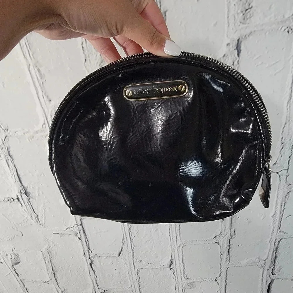 BETSEY Johnson Black‎ Makeup Bag Cosmetic Pouch Travel Case Small Mini
